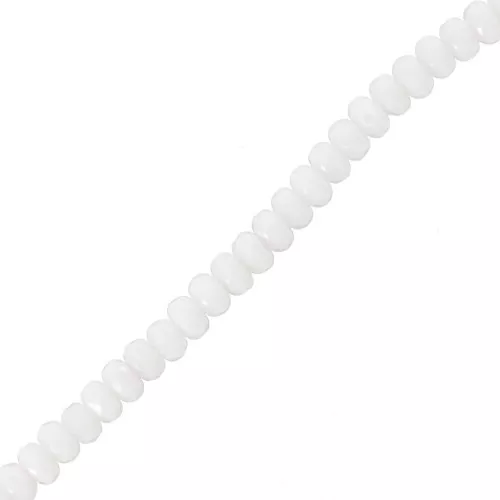 Round flattened faceted beads 4x2.5 mm - Opaque White AB x12.5cm