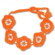 Macrame-embroidery bracelet big flowers 22mm Orange Fluo x1