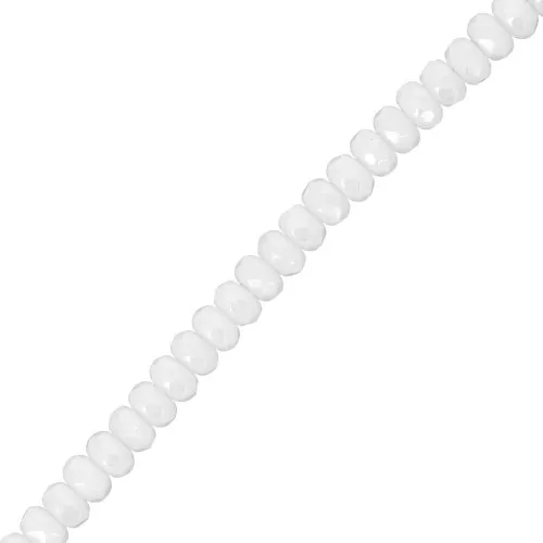 Round flattened faceted beads 4x2.5 mm - Opaque White Luster x12.5cm