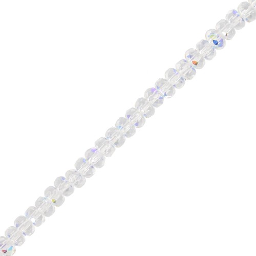 Round beads flattened faceted 4x2.5 mm - Crystal AB x12.5cm