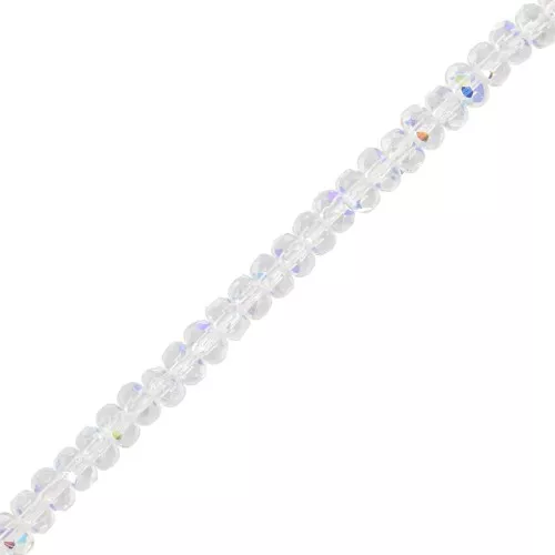 Round beads flattened faceted 4x2.5 mm - Crystal AB x12.5cm