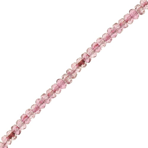 Round beads flattened faceted 4x2.5 mm - Luster Rose x12.5cm