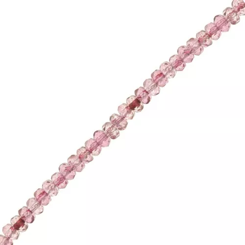 Round beads flattened faceted 4x2.5 mm - Luster Rose x12.5cm