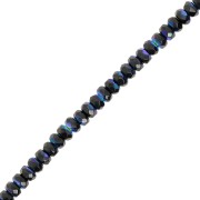 4x2.5mm Round faceted beads - Jet AB x12.5cm
