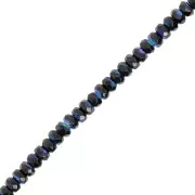 4x2.5mm Round faceted beads - Jet AB x12.5cm