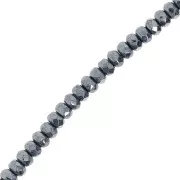 4x2.5mm Round faceted beads - Jet Hematite x12.5cm