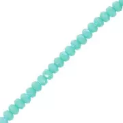 Round flattened faceted beads 4x2.5 mm - Green Turquoise AB x12.5cm