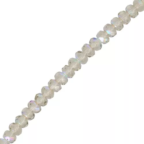 Round flattened faceted beads 4x2.5 mm - Back Diamond AB x12.5cm