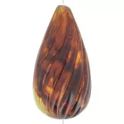 26x14mm Twisted pear bead in translucent resin - Marbled amber x1