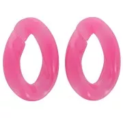29.5x20mm Oval twisted clear acrylic link - Fuchsia x1
