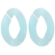 29.5x20mm Oval twisted clear acrylic link - Light blue x1