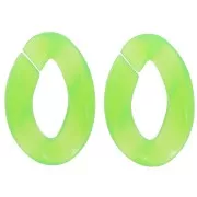 29.5x20mm Oval twisted clear acrylic link - Neon green x1