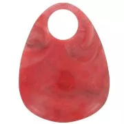 38x29mm Acrylic Drop Pendant - Red Marble x1