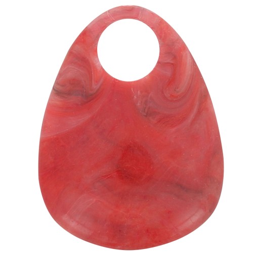 38x29mm Acrylic Drop Pendant - Red Marble x1