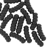 31x10mm Twisted curved tube beads opaque resin - Black x4