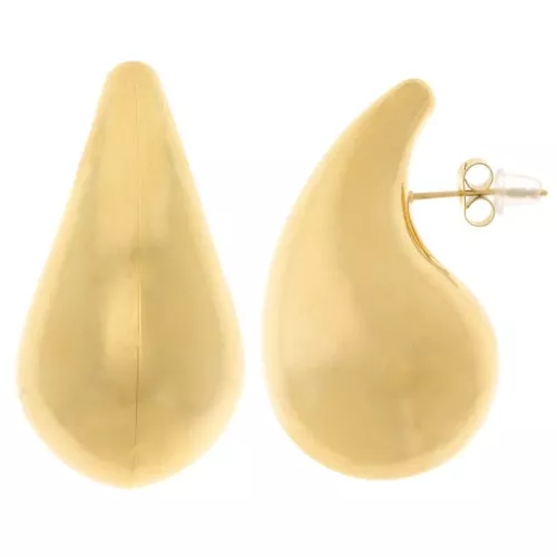 39x21mm 304 stainless steel Domed drop earstuds - Gold x2