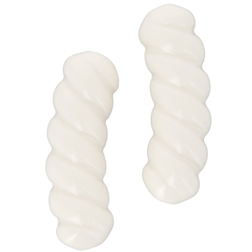 31x10mm Twisted curved tube beads opaque resin - Ecru x4