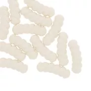 31x10mm Twisted curved tube beads opaque resin - Ecru x4