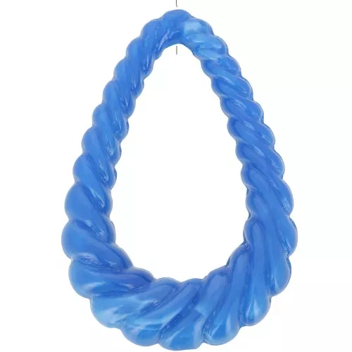 36x24.5mm Twisted hollow drop pendant in opaque resin - Royal blue marbled x1