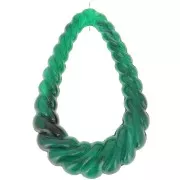 36x24.5mm Twisted hollow drop pendant in opaque resin - Dark green marbled x1