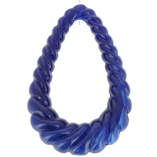 36x24.5mm Twisted hollow drop pendant in opaque resin - Marbled navy blue x1