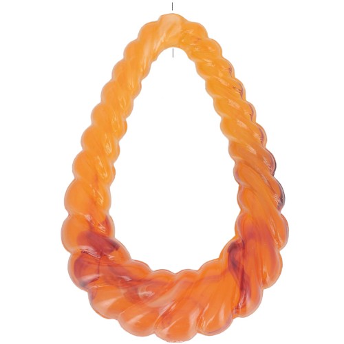 Twisted hollow drop pendant 36x24.5 mm translucent resin - Apricot marble x1