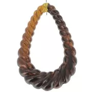 Pendants - Charms - Pendentif goutte évidé torsadé 36x24.5 mm résine translucide - Ambre marbré x1 Pendentif goutte évidé torsadé 36x24.5 mm résine translucide - Ambre marbré x1