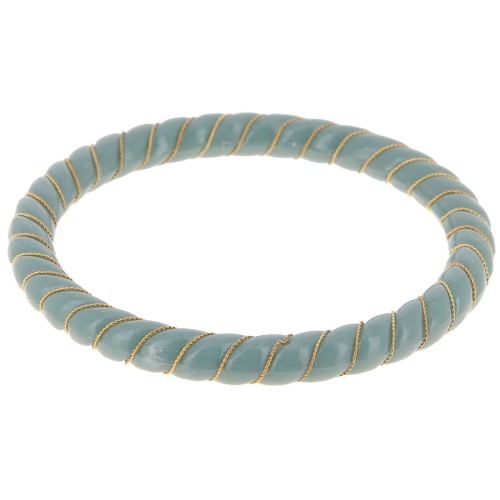 64mm Opaque Resin Twisted Bracelet with Golden Wire - Celadon x1