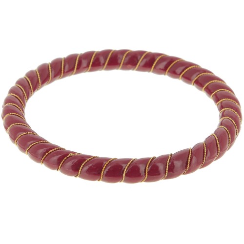64mm Opaque Resin Twisted Bracelet with Golden Wire - Burgundy x1