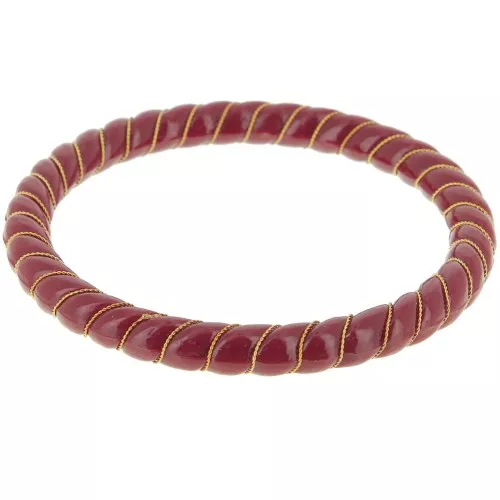 64mm Opaque Resin Twisted Bracelet with Golden Wire - Burgundy x1