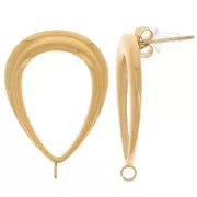 26x18mm 304L stainless steel Hollow drop earstuds with open ring - Gold x2