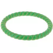 64mm Opaque Resin Twisted Bracelet with Golden Wire - Fir Green x1