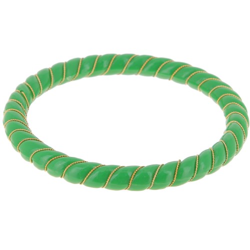 64mm Opaque Resin Twisted Bracelet with Golden Wire - Fir Green x1
