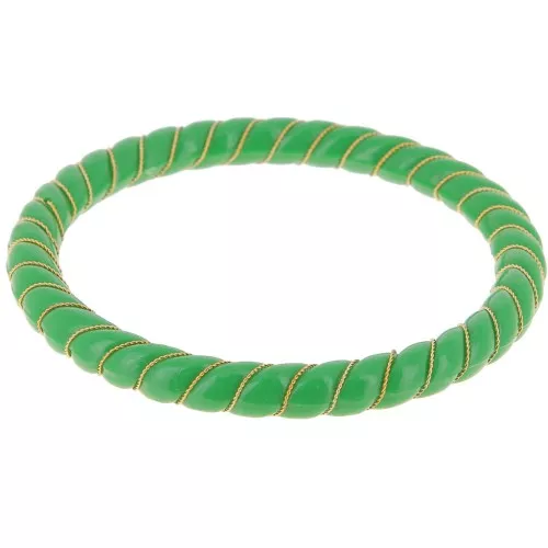 64mm Opaque Resin Twisted Bracelet with Golden Wire - Fir Green x1