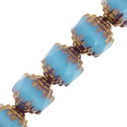 Antique Fire Polished faceted beads  8mm Turquoise Dark Bronze x10