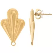 20x13mm 304L stainless steel Sheet earstuds with closed ring - Gold x2