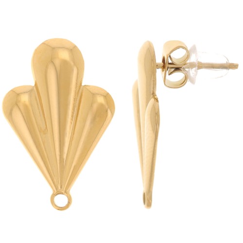 20x13mm 304L stainless steel Sheet earstuds with closed ring - Gold x2