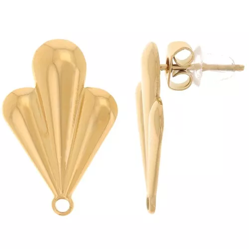 20x13mm 304L stainless steel Sheet earstuds with closed ring - Gold x2