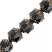 Antique Fire Polished faceted beads  8mm Jet Dark Bronze x10