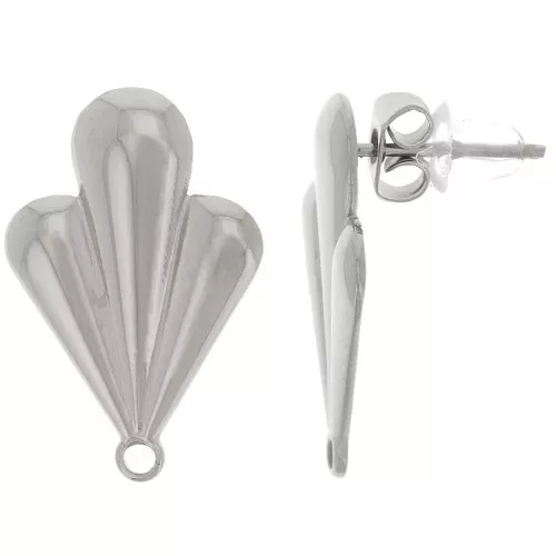 20x13mm 304L stainless steel Sheet earstuds with closed ring x2