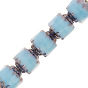 Antique Fire Polished faceted beads  6mm Turquoise Dark Bronze x20