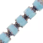 Antique Fire Polished faceted beads  6mm Turquoise Dark Bronze x20