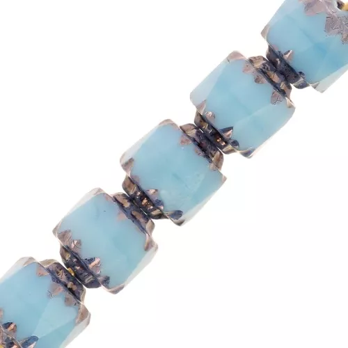 Antique Fire Polished faceted beads  6mm Turquoise Dark Bronze x20