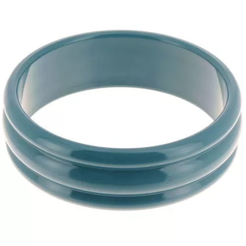 66mm Thick opaque resin bead bracelet - Peacock Blue x1