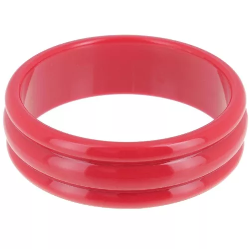 66mm Thick opaque resin bead bracelet - Dark red x1