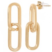 33x9mm 304L Stainless Steel Rectangle Chain Earrings - Gold x2