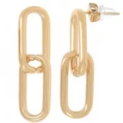 33x9mm 304L Stainless Steel Rectangle Chain Earrings - Gold x2