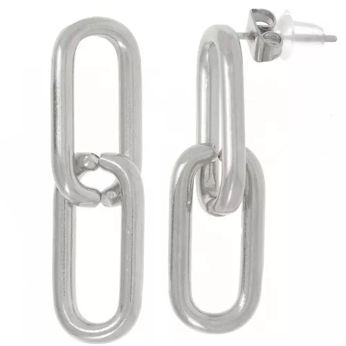33x9mm 304L stainless steel Rectangular chain link earstuds x2