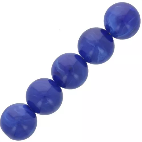 6mm Opaque resin beads - Marbled navy blue x20