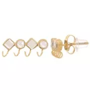 7x16mm Stainless steel 304L 4 rows zirconium oxide EarStuds - Gold x2
